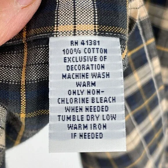Ralph Lauren Blue Label Men's Tan Navy Plaid Cotton Button Down Casual Shirt XL - Picture 4 of 4